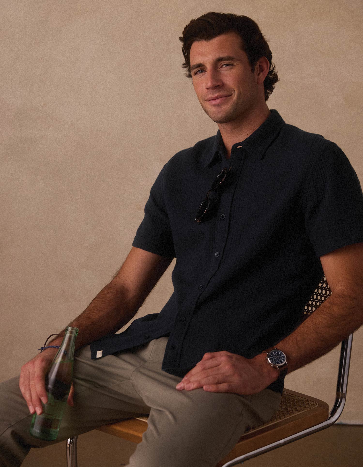 Men | Kalo Short Sleeve Button Up | Navy