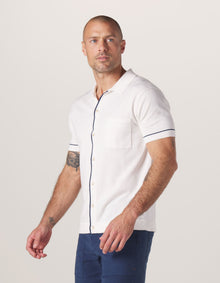 Men | Robles Knit Button Down | White-Navy