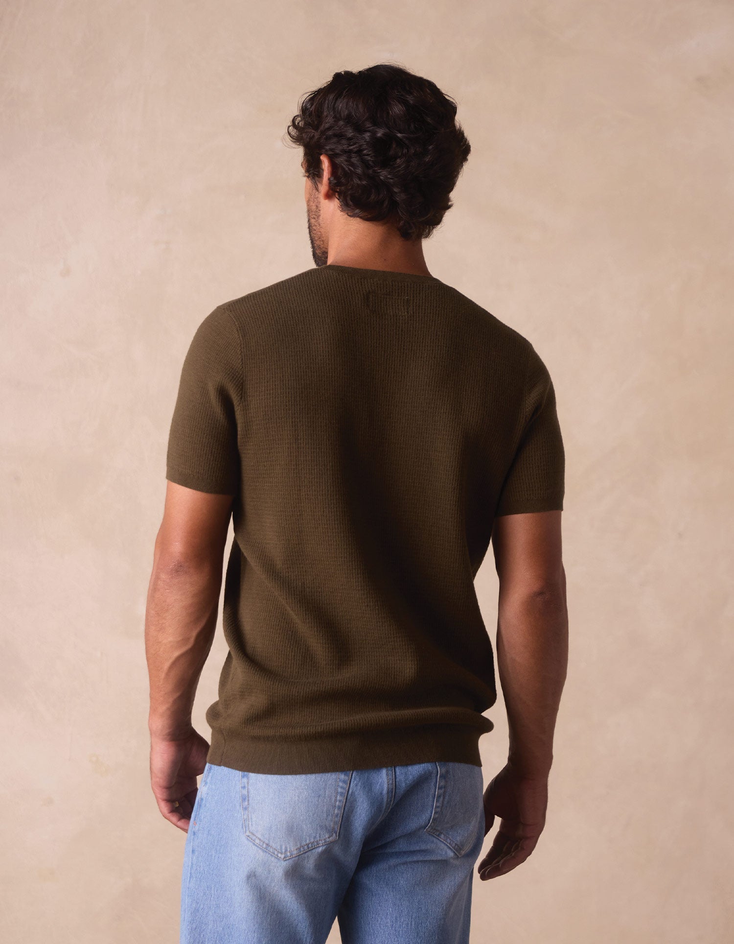 Men | Waffle Knit Sweater Tee | Olive