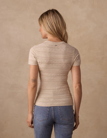 Women | Marie Novelty Stitch Tee | Cream