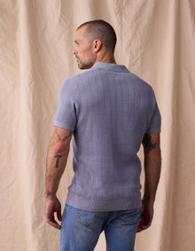 Men | Robles Textured Knit Polo | Faded Denim