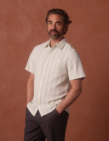 Men | Freshwater Short Sleeve Button Up Shirt | Sea Glass Stripe