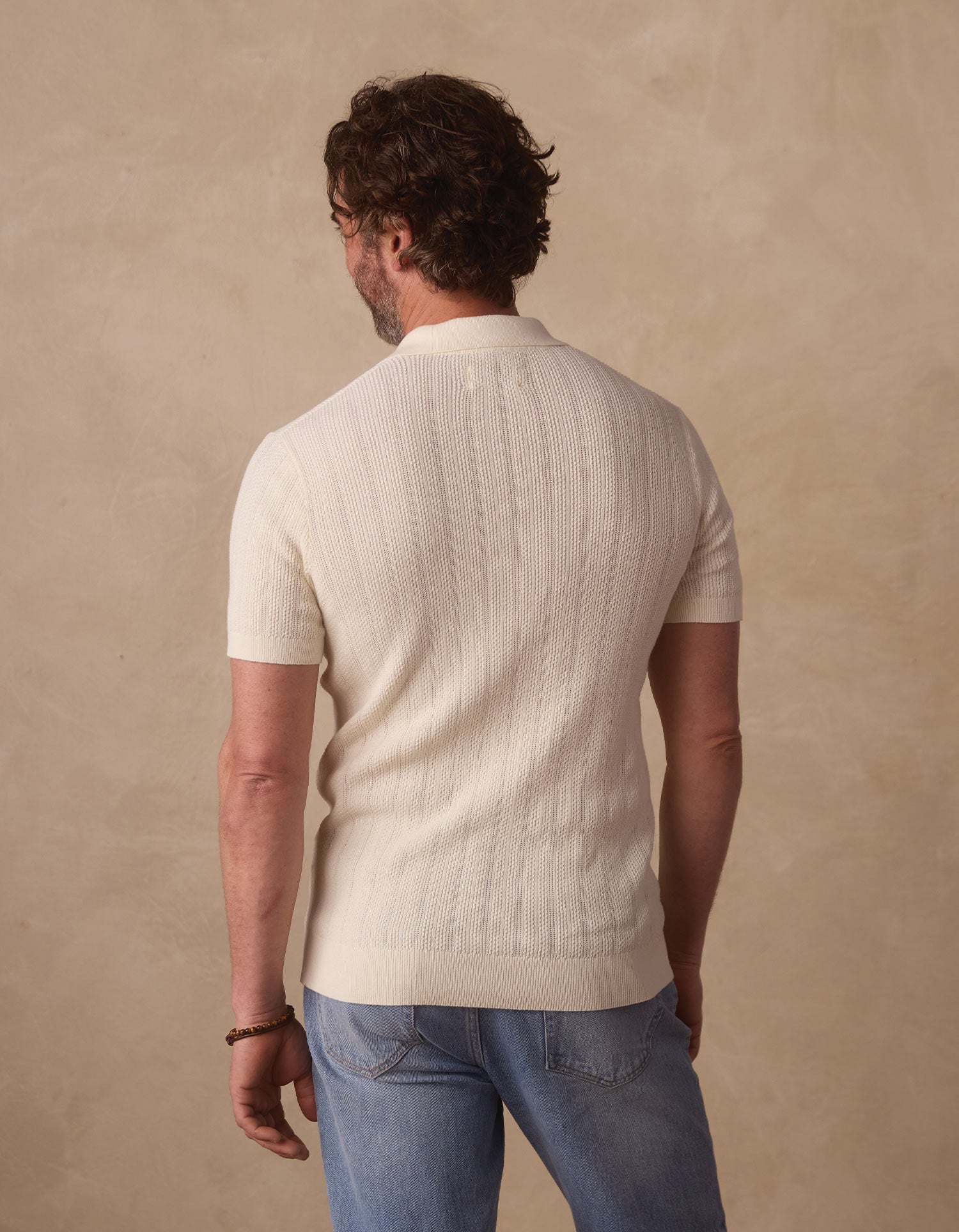 Men | Robles Textured Knit Polo | Ivory