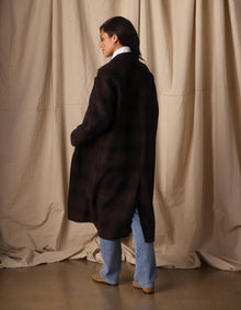 Women | Duster Coat | Midnight Brown Plaid