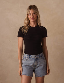 Women | Marie Novelty Stitch Tee | Black