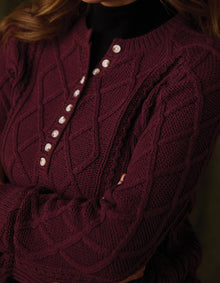 Women | Josefine Cableknit Henley | Port Wine