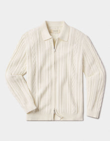 Men | Jacquard Zip Front Cardigan | Ivory