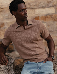 Men | Robles Knit Jacquard Polo | Taupe
