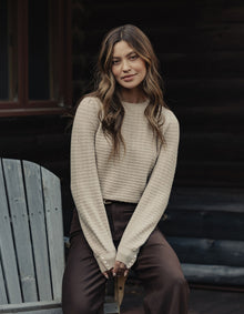 Women | Olivia Pointelle Crew Sweater | Oatmeal