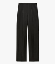 Another Tomorrow Pintuck Trouser in Black – Satin Women's Trousers