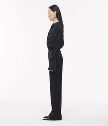 Another Tomorrow Pintuck Trouser in Black – Satin Women's Trousers