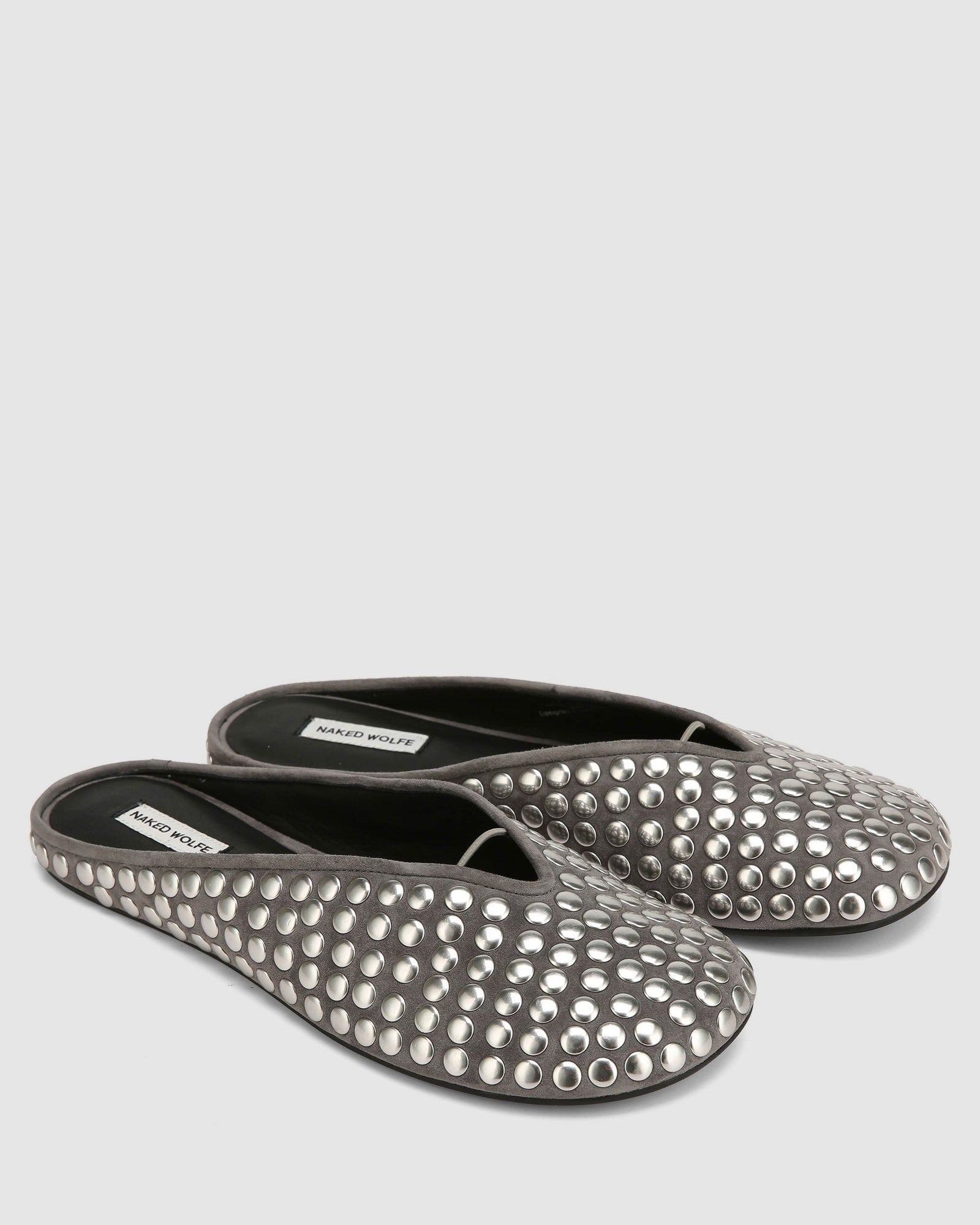 Womens | Pippa Studded Suede Flat | Grey