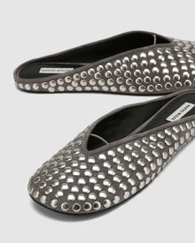 Womens | Pippa Studded Suede Flat | Grey