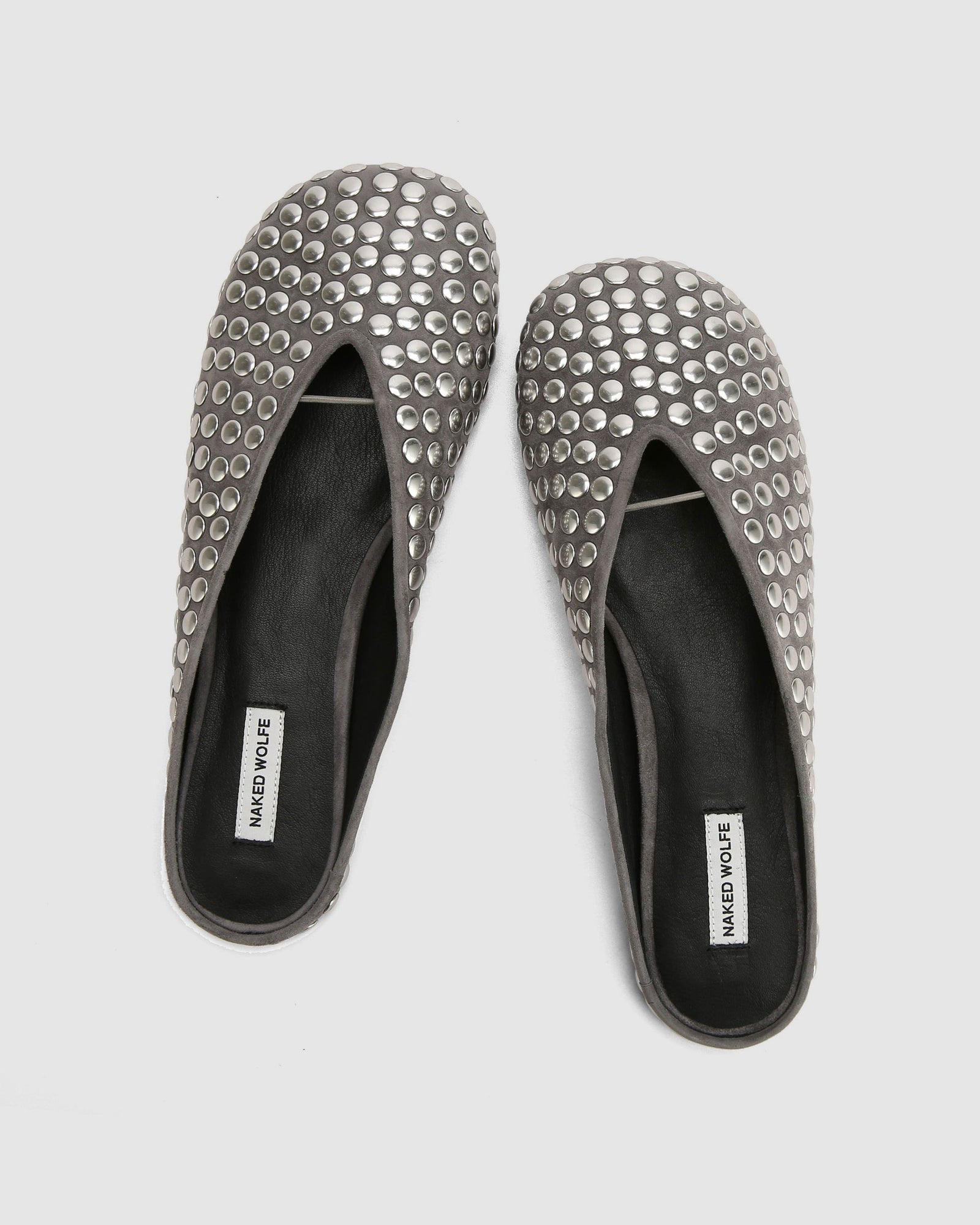 Womens | Pippa Studded Suede Flat | Grey