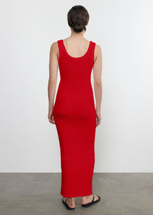 puckered tank dress in red