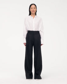 Another Tomorrow Summer Pleated Trouser in Black – Linen Women's Trousers