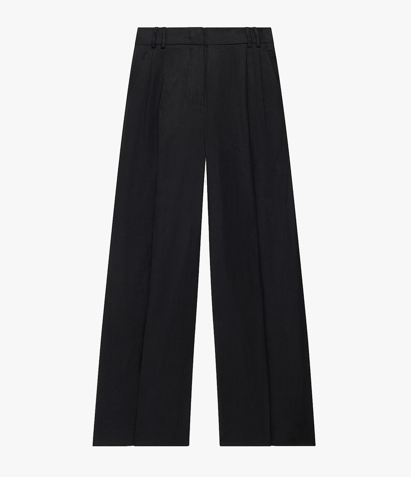 Another Tomorrow Summer Pleated Trouser in Black – Linen Women's Trousers