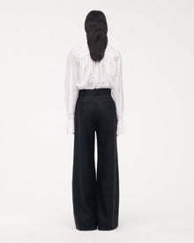 Another Tomorrow Summer Pleated Trouser in Black – Linen Women's Trousers