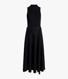 Another Tomorrow Pleated Mock Neck Dress in Black – Viscose Women's Dress