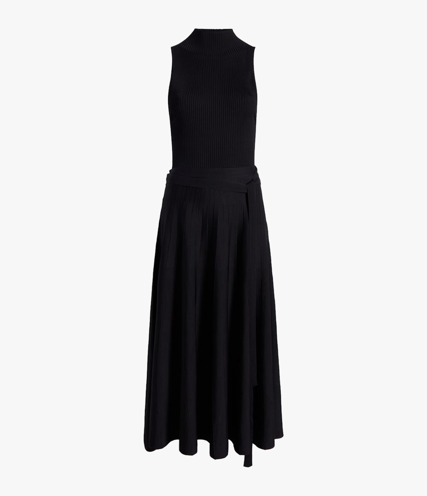 Another Tomorrow Pleated Mock Neck Dress in Black – Viscose Women's Dress