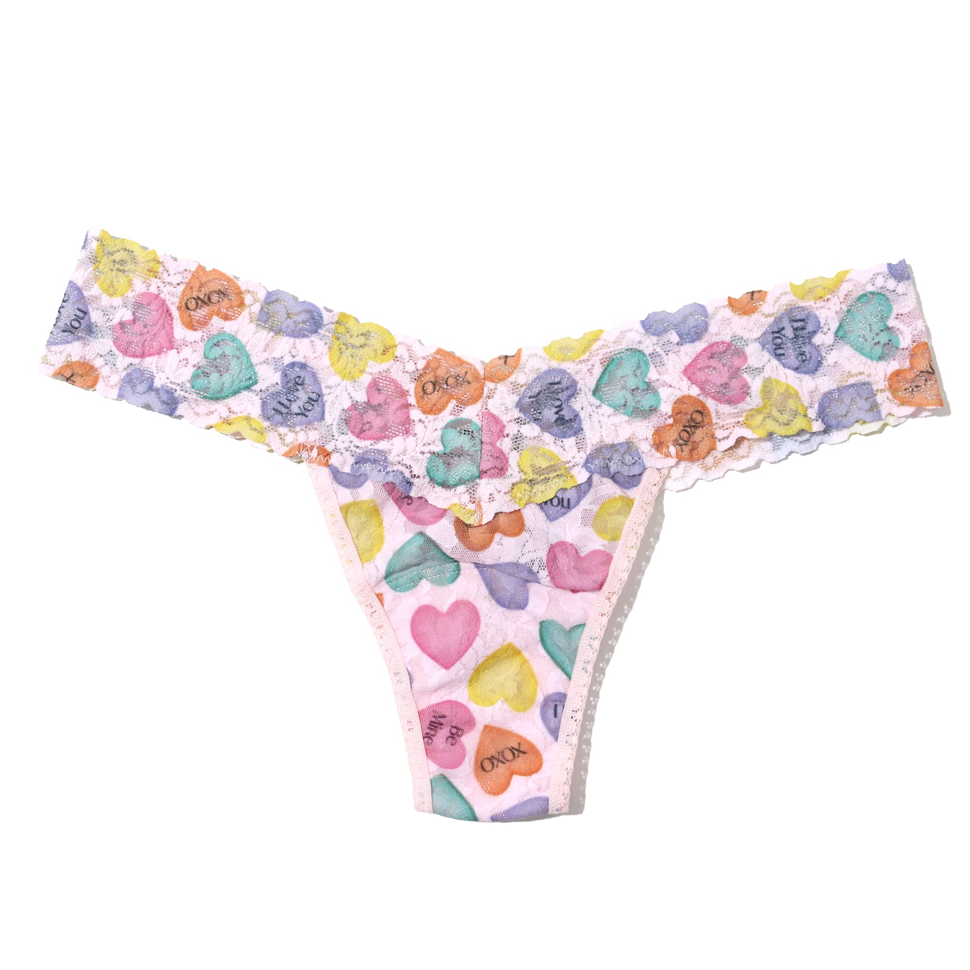 Signature Lace Low Rise Thong | Be Mine Print