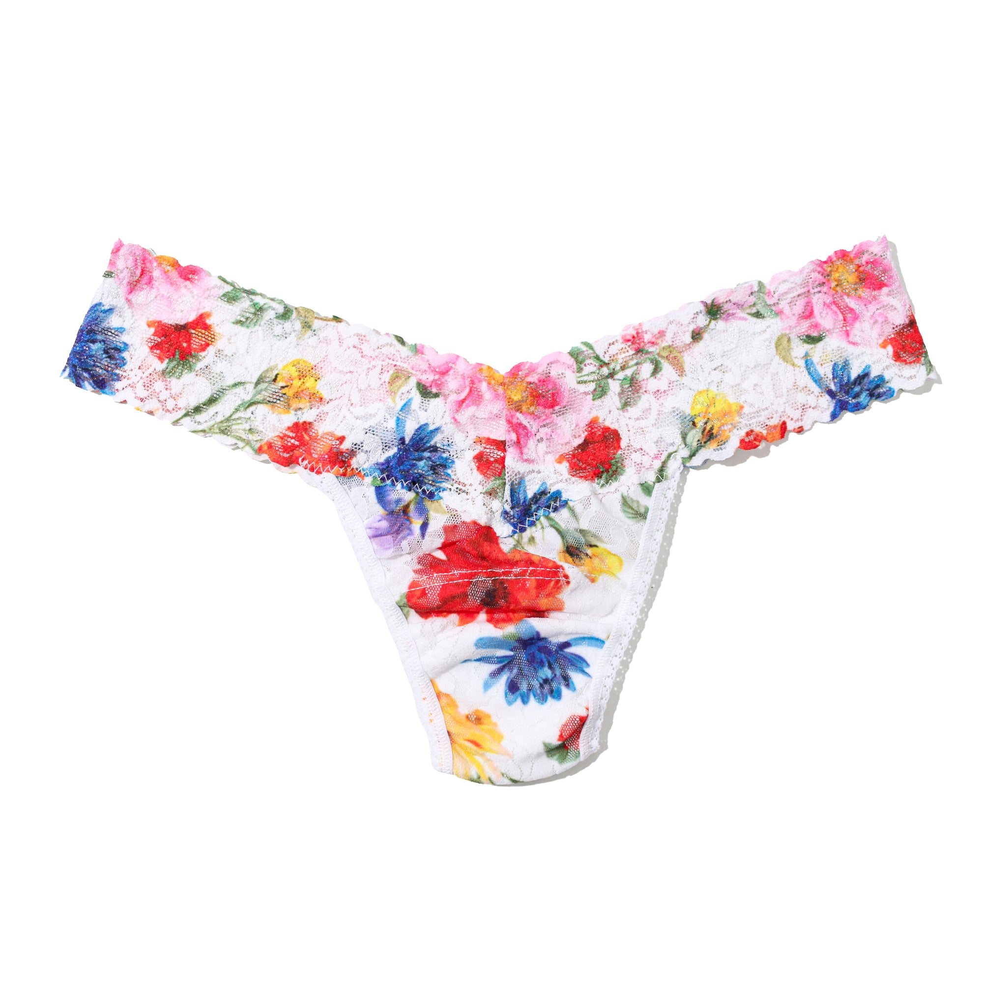 Signature Lace Low Rise Thong | Meadow Mix (White)