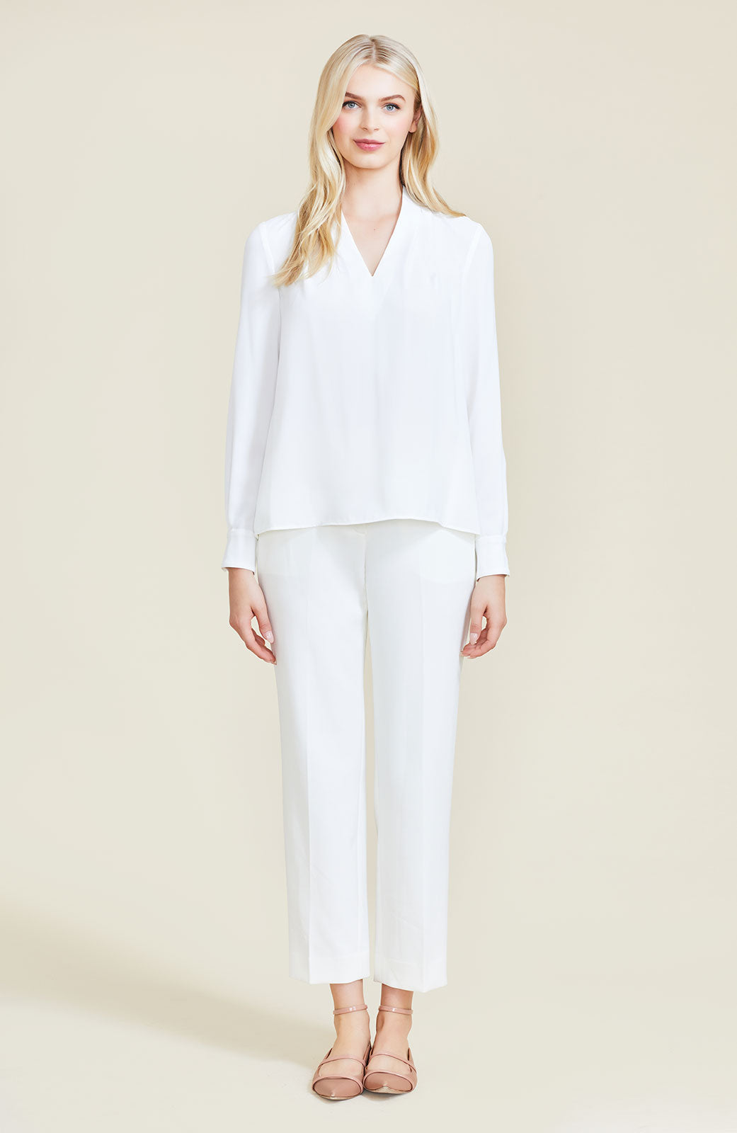 Stretch Crepe Erin Pant | Ivory