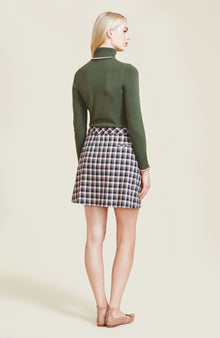 Woven Plaid Wrap Skirt | Olive/Rose