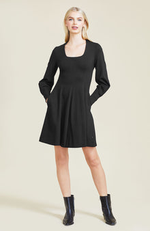 Ponte Square Neck Dress | Black