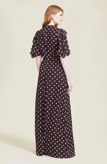 Dotted Velvet Maxi Dress | Chestnut Multi