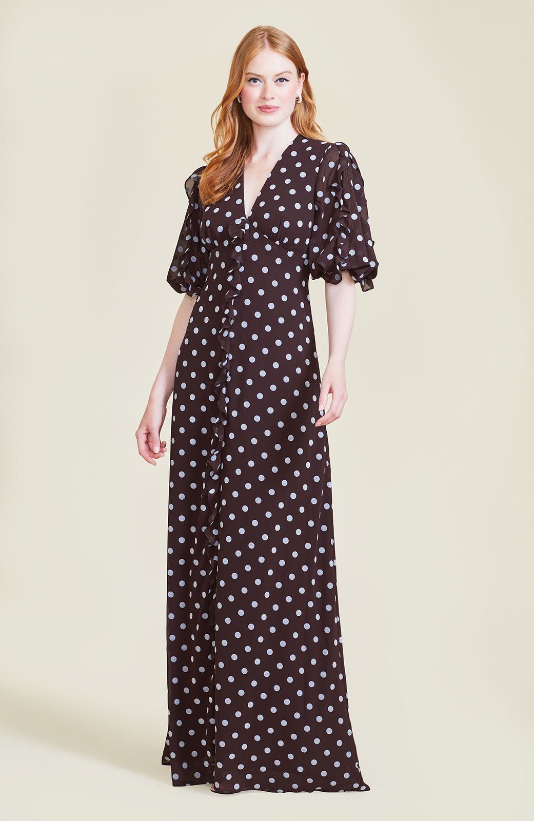 Dotted Velvet Maxi Dress | Chestnut Multi