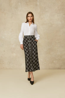 Oversized Plaid Midi Skirt | Black/White