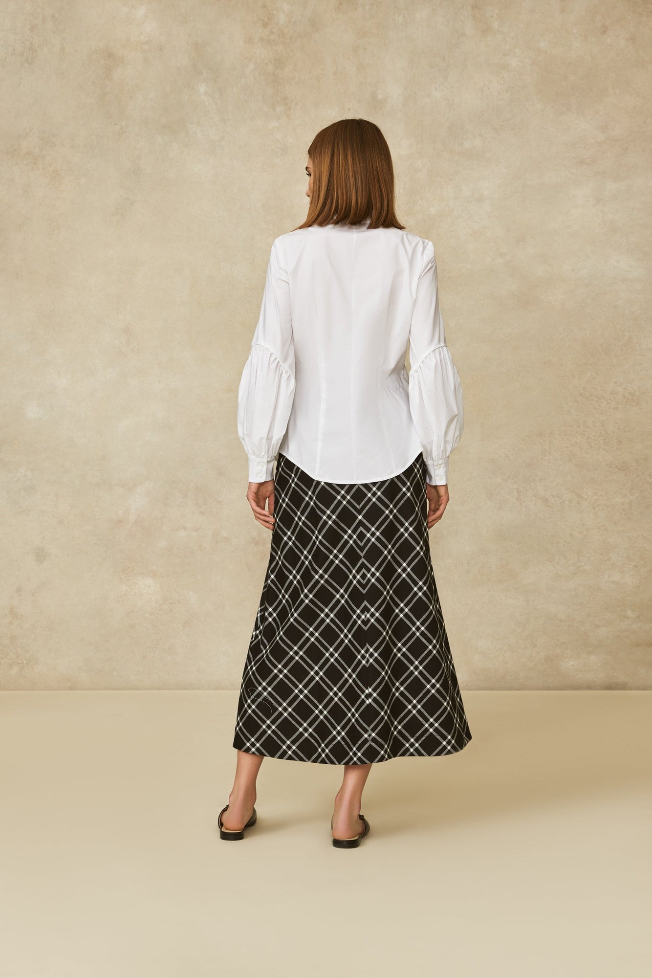 Oversized Plaid Midi Skirt | Black/White