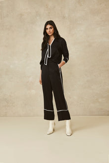 Equestrian Jacquard Tipped Pant | Black