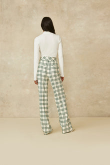 Oversized Plaid Hanna Pant | Ivory/Forest