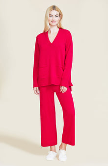 Cropped Knit Pant | Raspberry