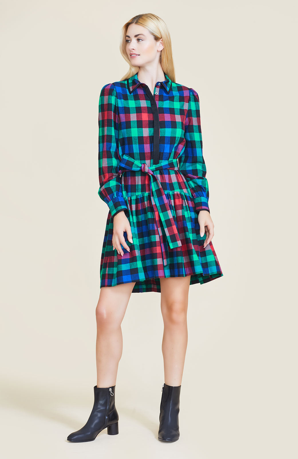 Plaid Flannel Shirt Dress | Multi