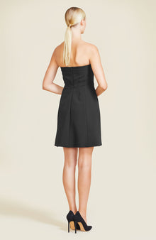 Stretch Crepe Strapless Dress | Black