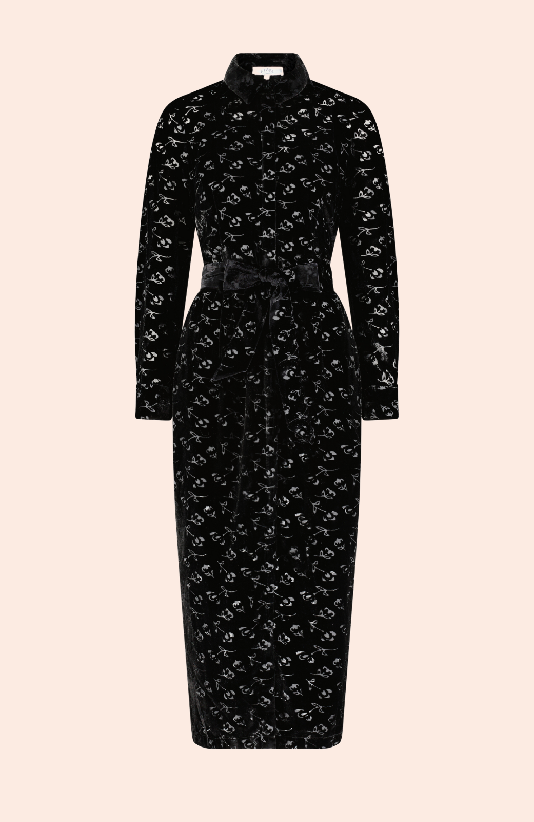 Floral Velvet Shirt Dress | Black