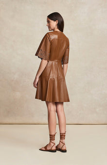 Leather A-Line Dress | Chestnut