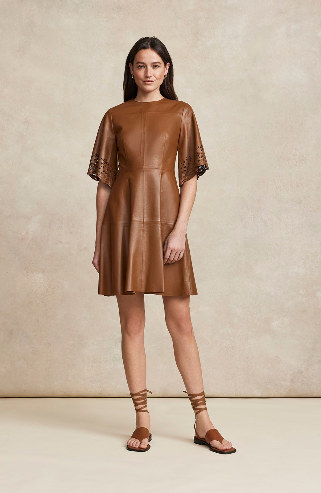 Leather A-Line Dress | Chestnut