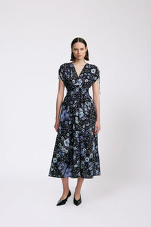 Wildflower Voile Midi Dress | Black Multi