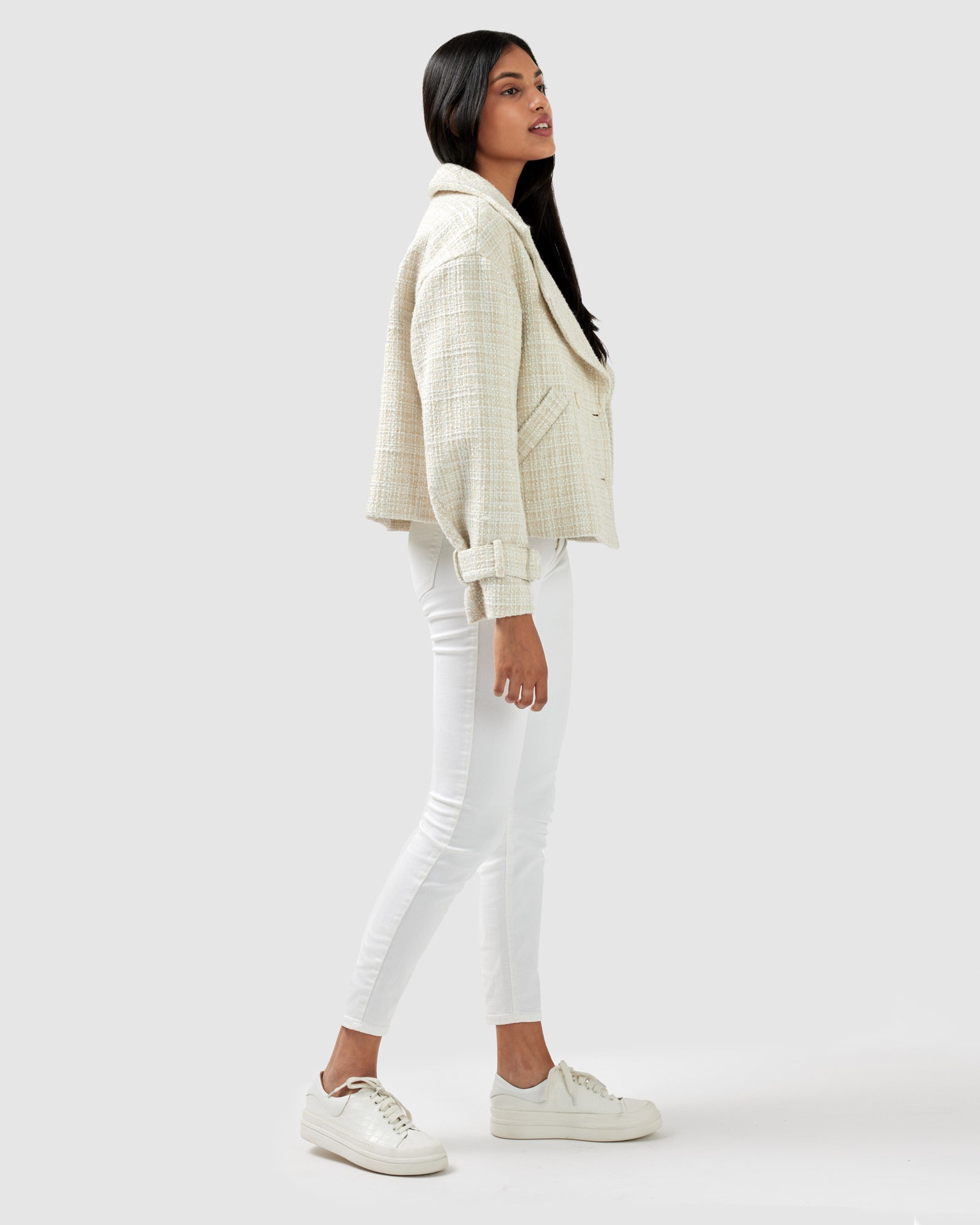 Power Over Me Tweed Jacket | Women | Beige Marle