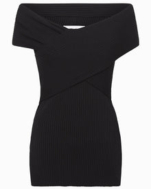 Python Sleeveless Wrapped Top | Black