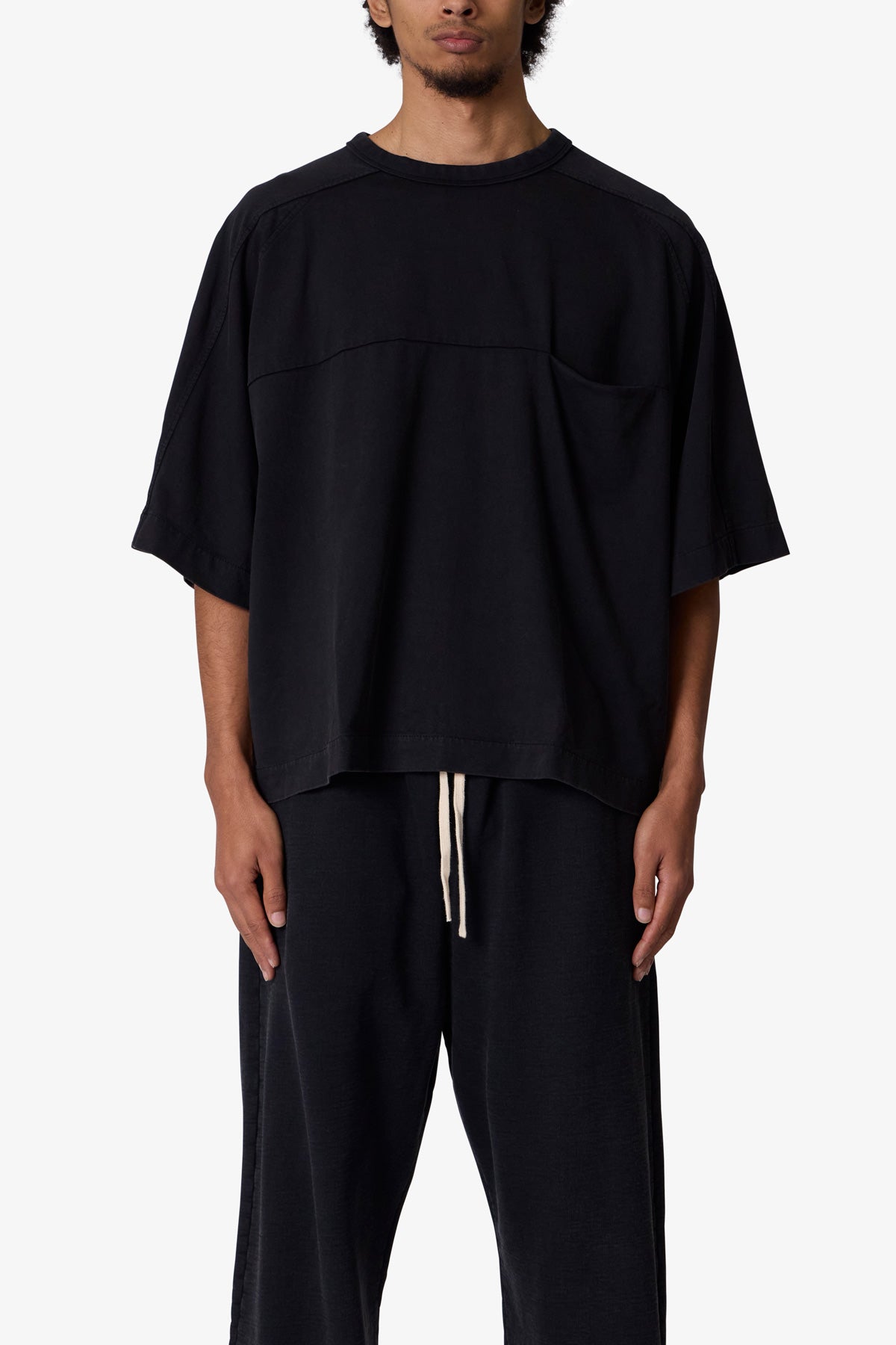 Paneled Hidden Pocket Tee | Washed Black