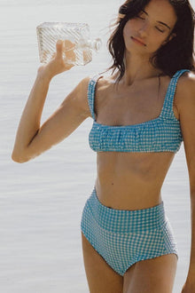 Full Coverage High Rise Bikini Bottom | Peri Micro Gingham