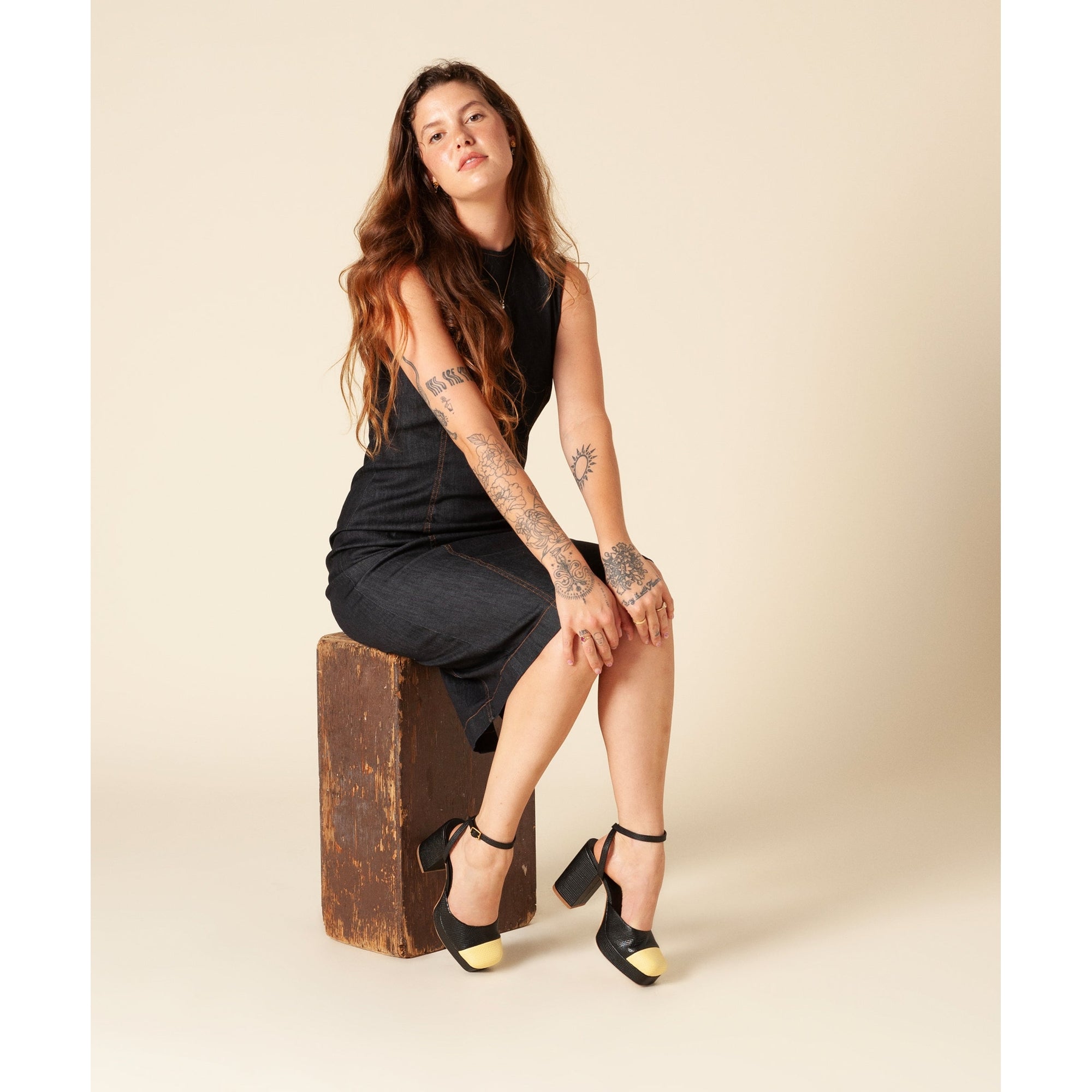 Petra Retro Platform Heel | Black