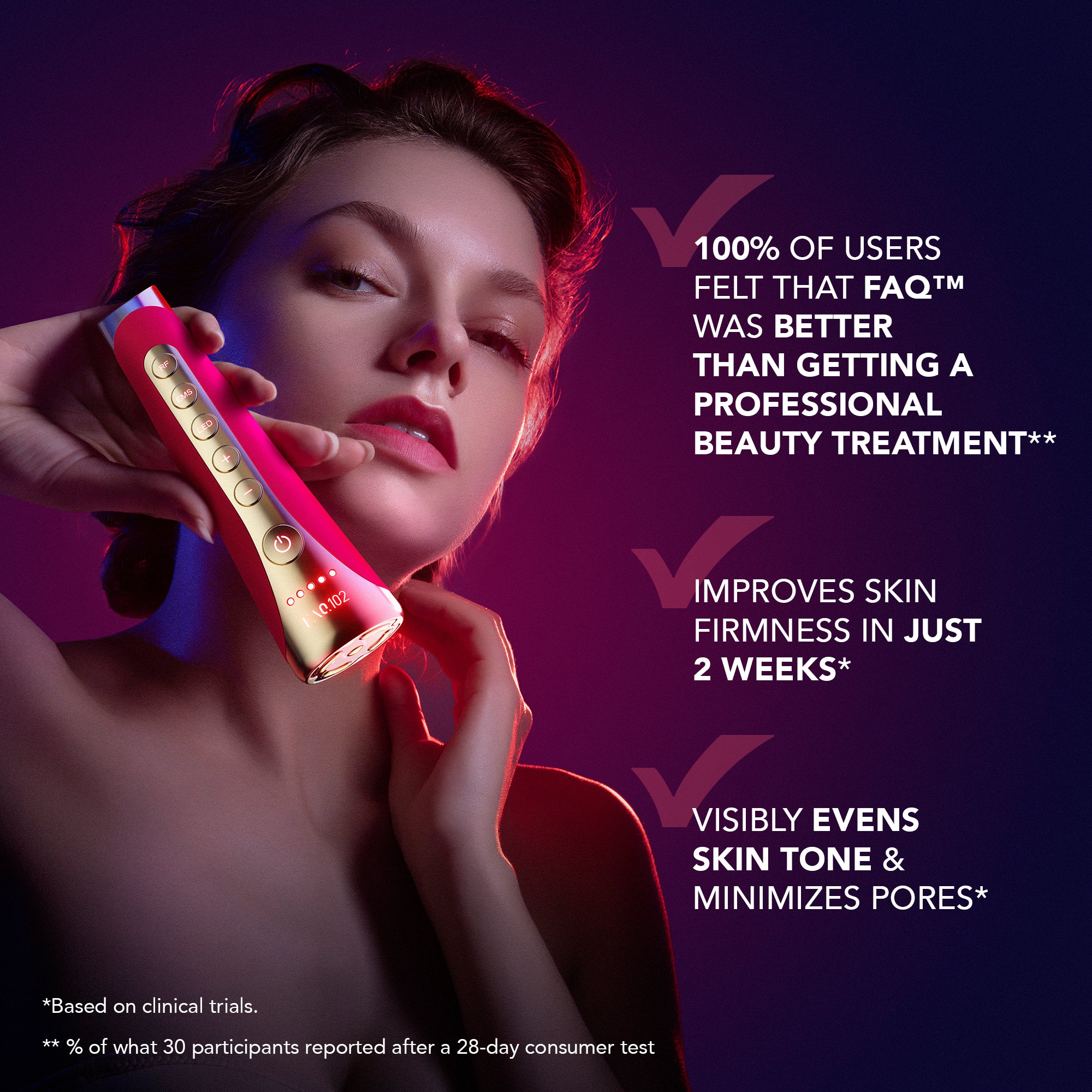 FAQ 102 Radio Frequency, EMS & LED Facial Rejuvenation Device | Pink Ruby