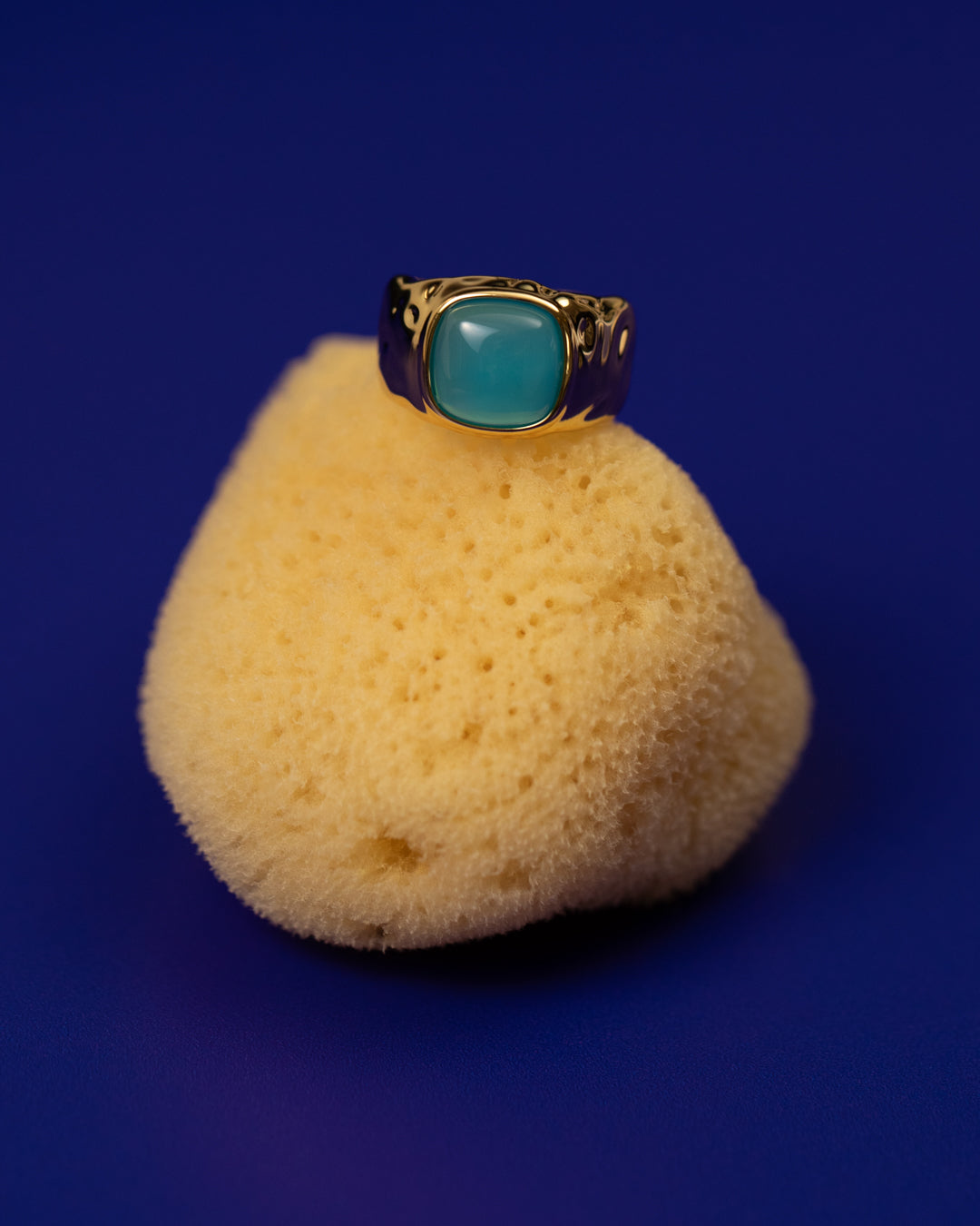 The Valencia Statement Ring | Gold | Blue Natural Stone