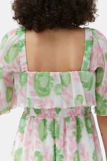 Pleated Georgette Midi Smock Dress | Pink Tulle